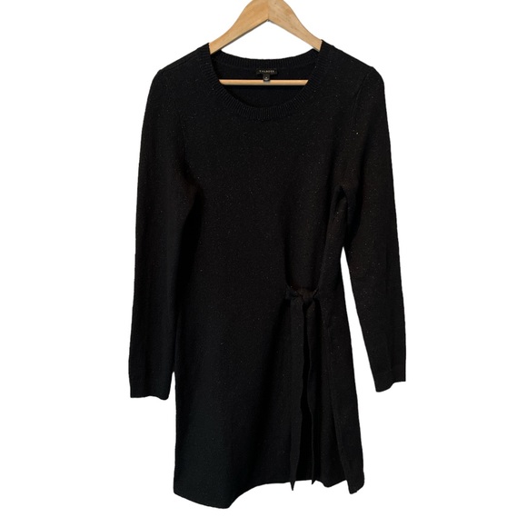 Talbots black side tie detail metallic shimmer sweater dress size Small - Picture 1 of 4